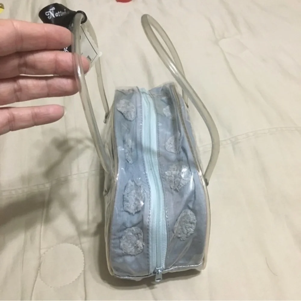 Cosmetics pouch blue and clear